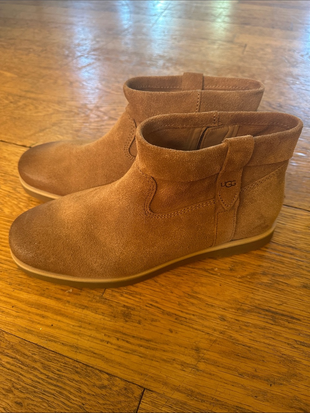 UGG Women's Suede Ankle Booties in Chestnut Brown